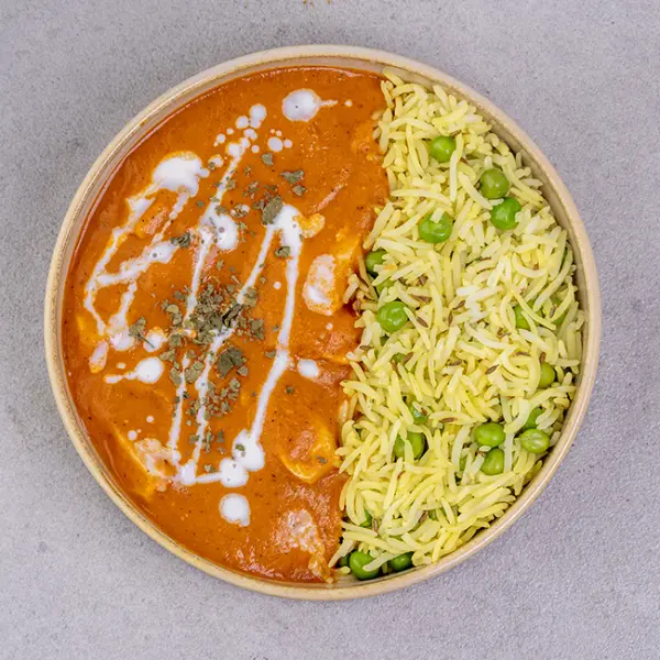 Creamy Butter Chicken with Cumin & Peas Rice